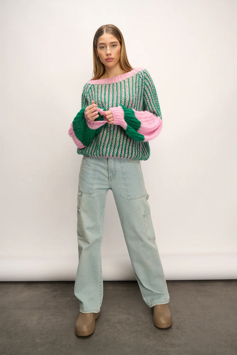 Noella Liana Knit Sweater - Green Bubblegum