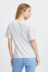 Pulz Elona Oneck Tshirt - Light Grey Melan