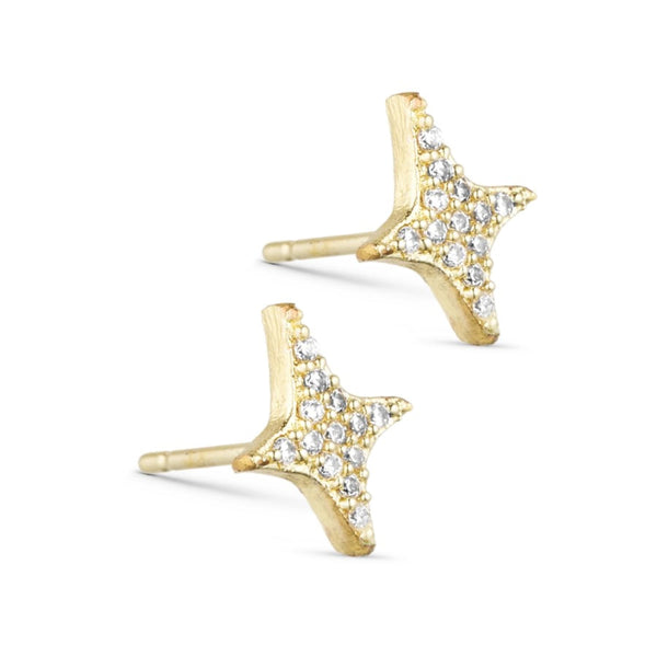 Pure By Nat Nellie Post Earring W. Zircons - Gold