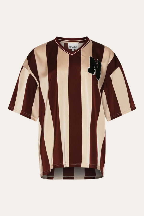 Noella Lucena Blouse - Mahogany Ivory Stripe