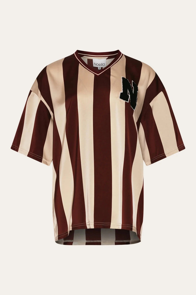 Noella Lucena Blouse - Mahogany Ivory Stripe
