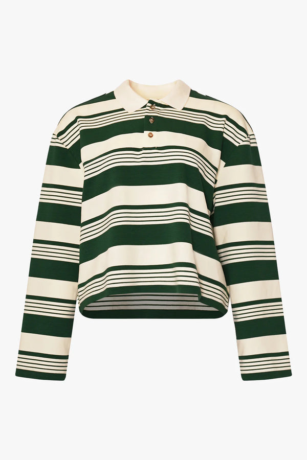 Noella Lynlee Polo - Green Offwhite Stripe