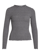 Vila Virika L/S Funnel Neck Top - Grey Mel/Black
