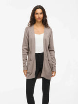 Vila Viril Open L/S Knit Cardigan - Falcon/Melange