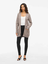 Vila Viril Open L/S Knit Cardigan - Falcon/Melange