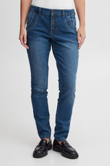 Pulz Melina Loose Jeans Skinny Leg - Medium blue