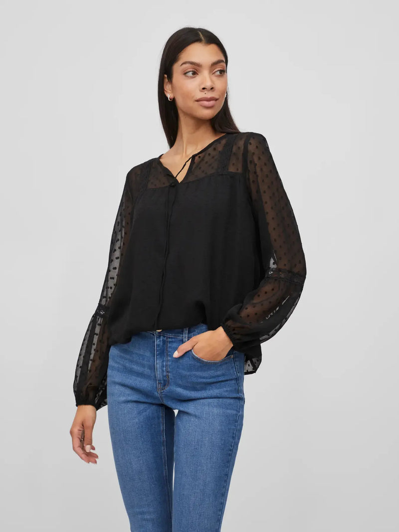 Vila Edee L/S top - Black