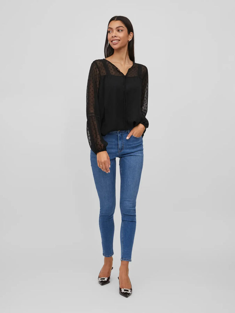 Vila Edee L/S top - Black