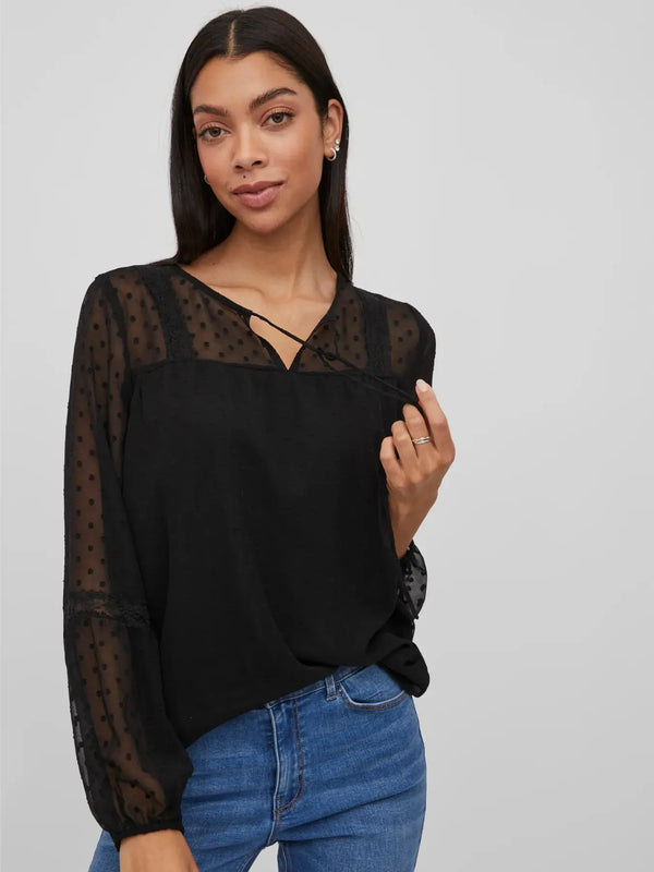 Vila Edee L/S top - Black