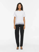 Vila Nora S/S Lace T-shirt - White