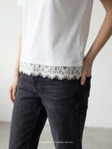 Vila Nora S/S Lace T-shirt - White