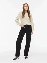Vila Liga Pointelle L/S O.Neck Top - Birch