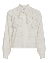 Vila Vihalli L/S Flounce Top - Cloud Dancer