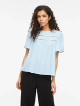 Vila Cody S/S Tape Top - Nantucket Breeze