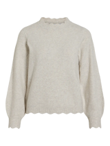 Vila Nikolina O-Neck L/S Knit Top - Super Light Natural Melan