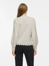 Vila Nikolina O-Neck L/S Knit Top - Super Light Natural Melan