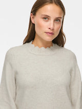 Vila Nikolina O-Neck L/S Knit Top - Super Light Natural Melan