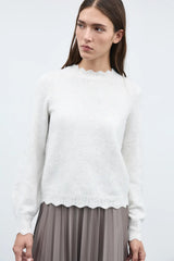 Vila Nikolina O-Neck L/S Knit Top - Super Light Natural Melan