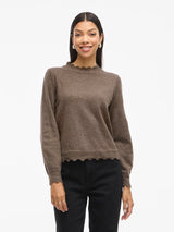 Vila Nikolina O-Neck L/S Knit Top - Falcon