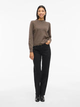 Vila Nikolina O-Neck L/S Knit Top - Falcon