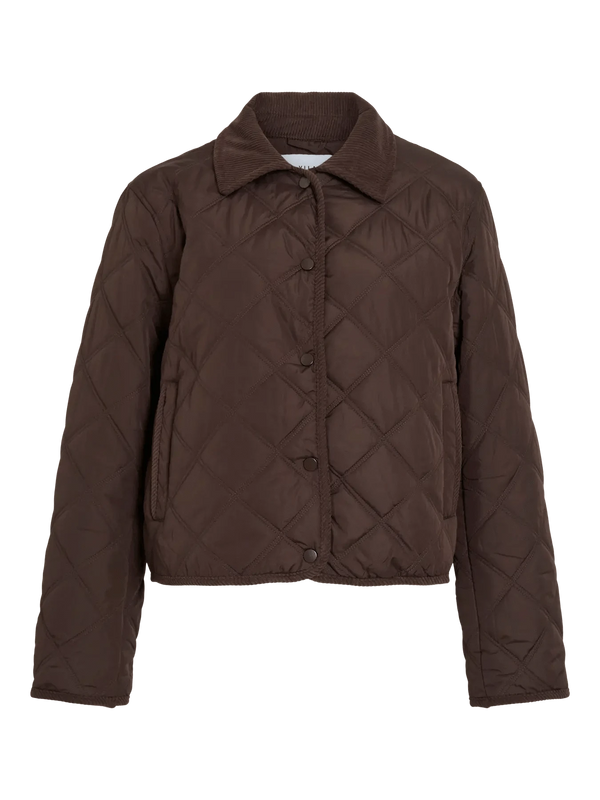 Vila Quila L/S Corduroy Quilt Short Jacket - Coffee Bean