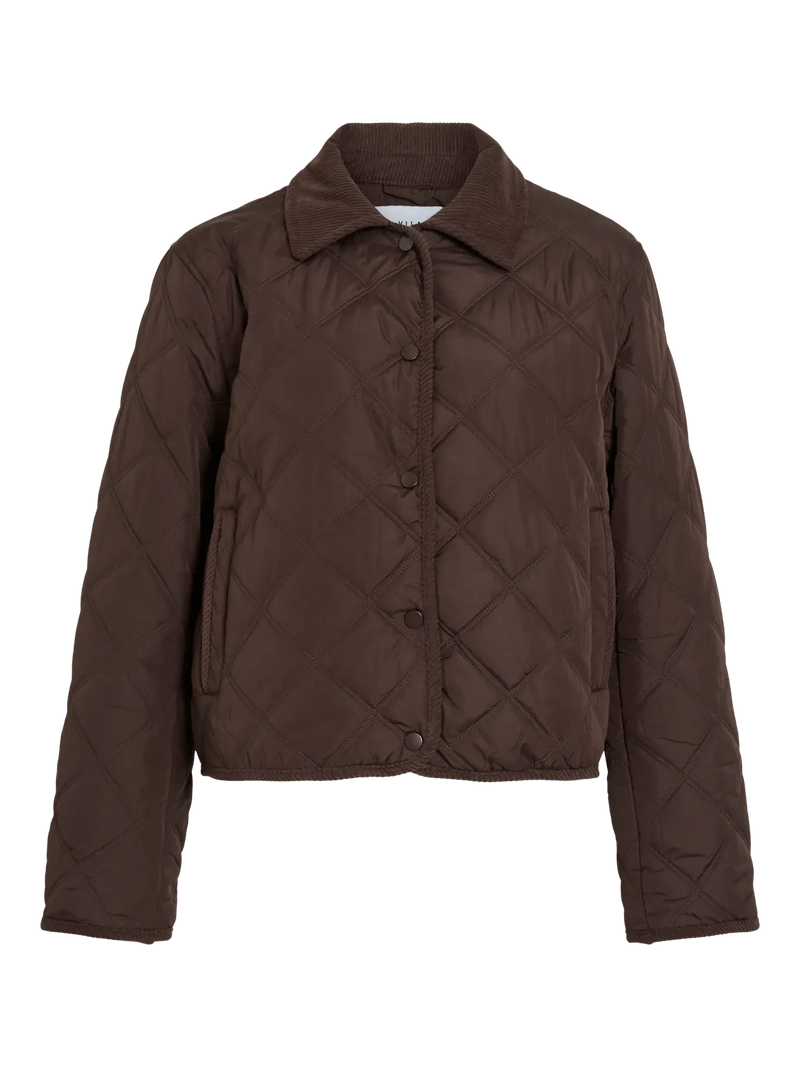 Vila Quila L/S Corduroy Quilt Short Jacket - Coffee Bean