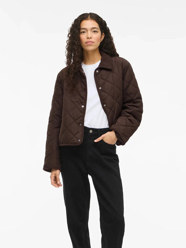 Vila Quila L/S Corduroy Quilt Short Jacket - Coffee Bean