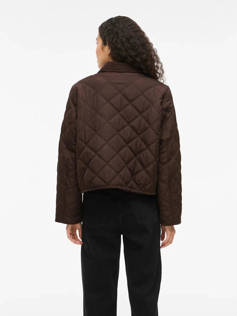 Vila Quila L/S Corduroy Quilt Short Jacket - Coffee Bean