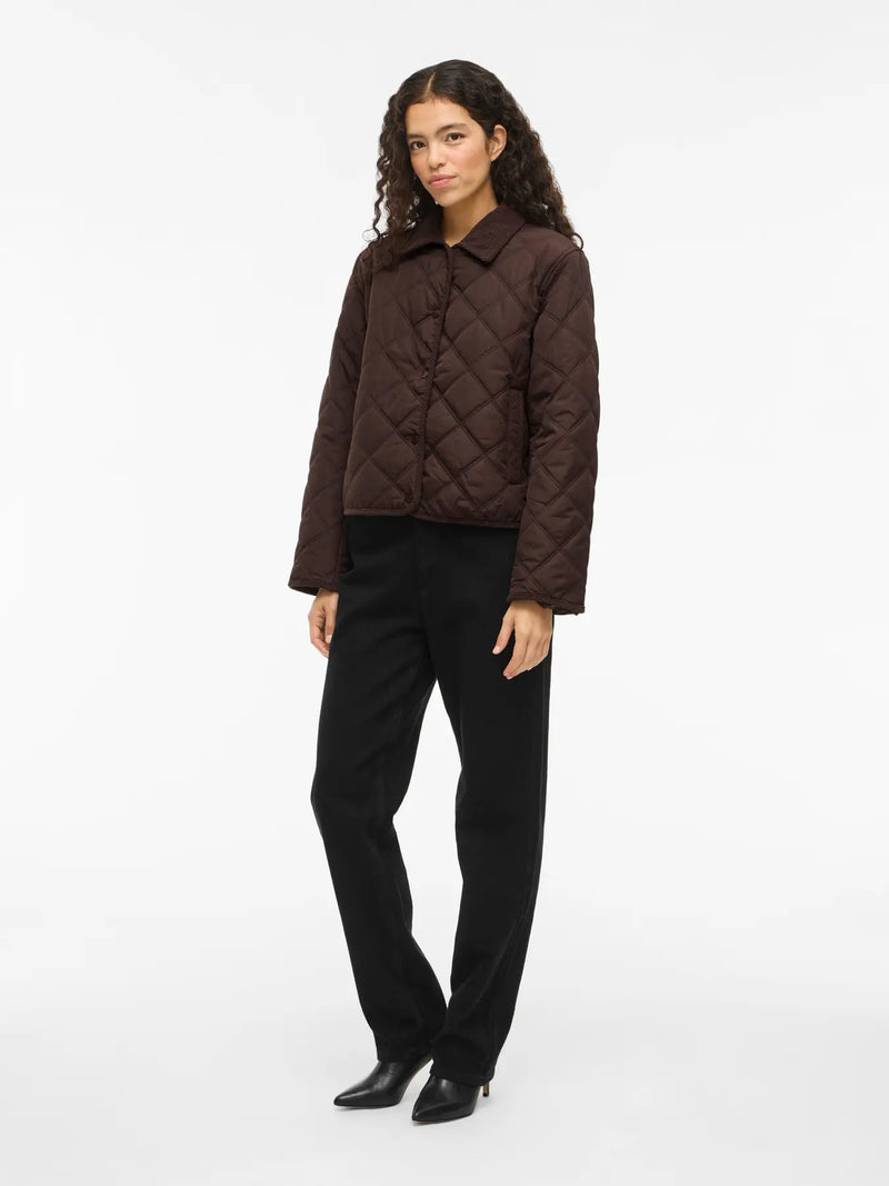 Vila Quila L/S Corduroy Quilt Short Jacket - Coffee Bean