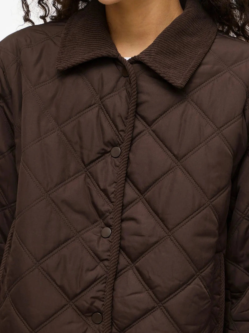 Vila Quila L/S Corduroy Quilt Short Jacket - Coffee Bean