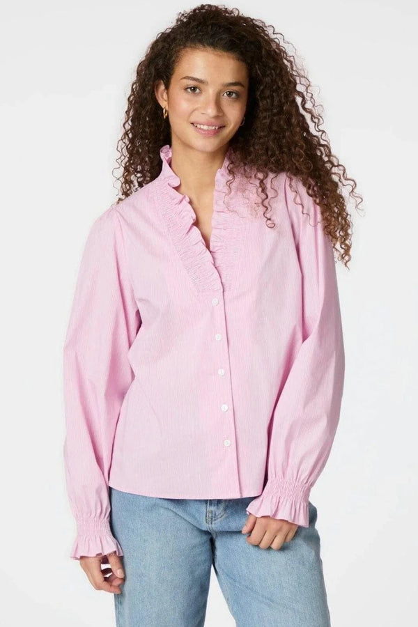 Neo Noir Briella Stripe Shirt - Light Pink
