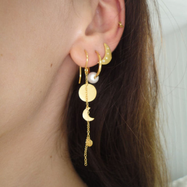 Stine a Sun And Moon Earring with Chain