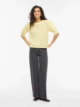 Vila Viril 2/4 Sleeve O-Neck Knit - Pastel Yellow