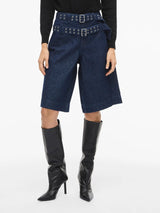 Vila Adona HW Belted Denim Shorts