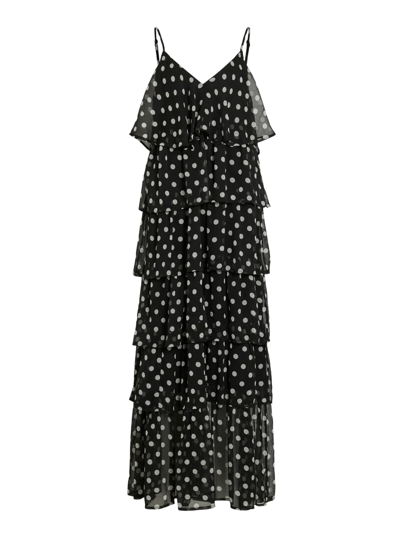 Vila Viharley S/L Printed Ruffle Maxi Dress