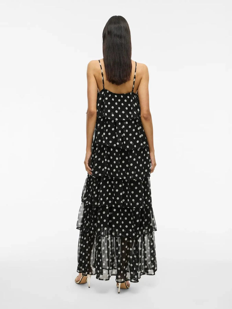 Vila Viharley S/L Printed Ruffle Maxi Dress