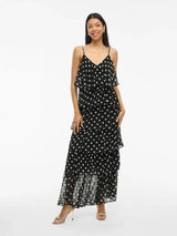 Vila Viharley S/L Printed Ruffle Maxi Dress