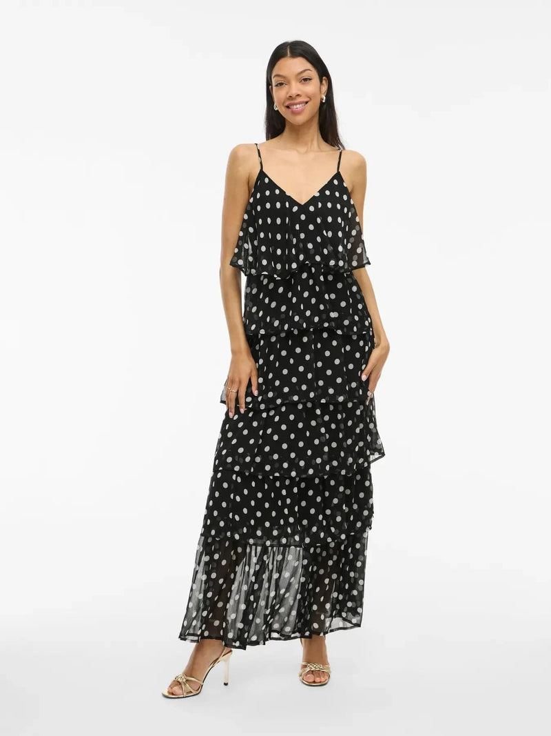 Vila Viharley S/L Printed Ruffle Maxi Dress
