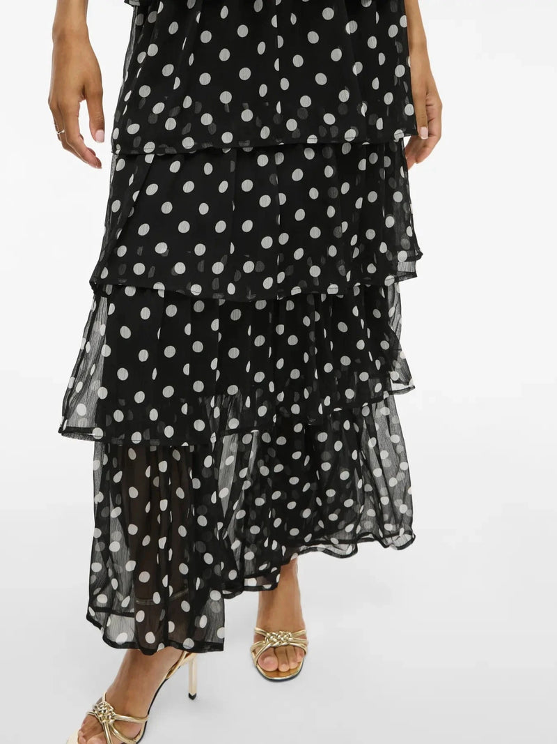 Vila Viharley S/L Printed Ruffle Maxi Dress