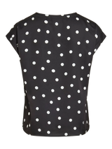 Vila Ellette satin top - Black Snow White Dots
