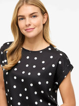 Vila Ellette satin top - Black Snow White Dots