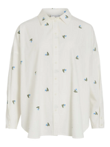 Vila Aila L/S Embroidery Shirt - White