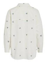 Vila Aila L/S Embroidery Shirt - White