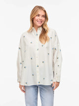 Vila Aila L/S Embroidery Shirt - White