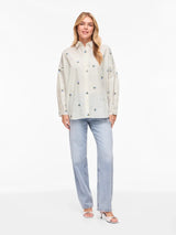 Vila Aila L/S Embroidery Shirt - White