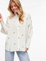 Vila Aila L/S Embroidery Shirt - White