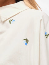 Vila Aila L/S Embroidery Shirt - White
