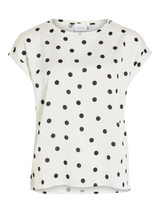 Vila Ellette satin top - Snow White Black Dot