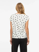 Vila Ellette satin top - Snow White Black Dot
