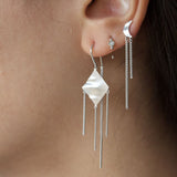 Stine a Petit Bella Moon Earring With Two Chains - Silver